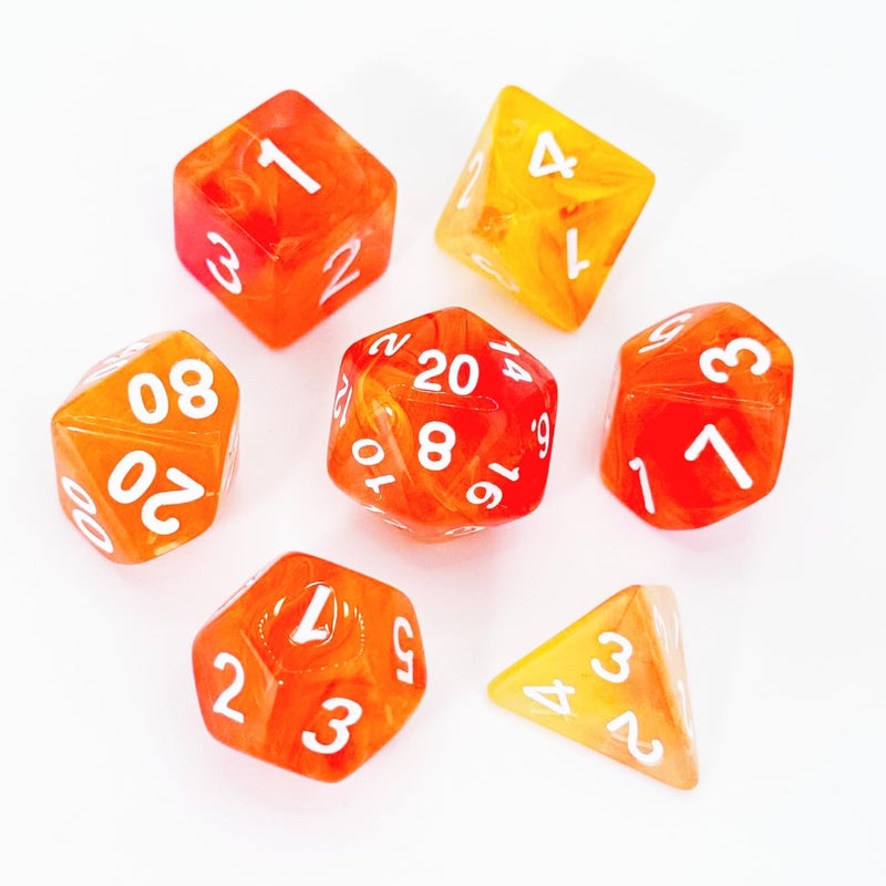 vvpesca Orange DND Dice Set of 7 – Polyhedral Dice Set for TTRPGs,Dungeons and Dragons,Role Playing Games and Other Table Games– D20 System Dice (Bright Orange) - Image 1
